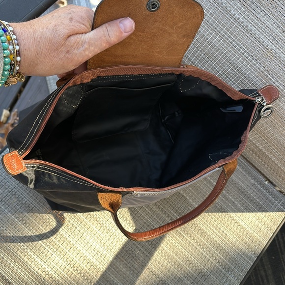 LONGCHAMP BLACK GRAY BROWN TOTE - Picture 12 of 13